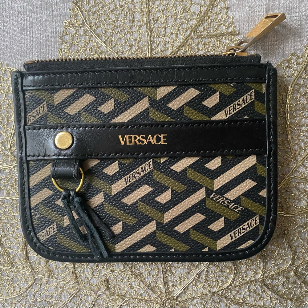 Versace La Greca Signature Leather Pouch